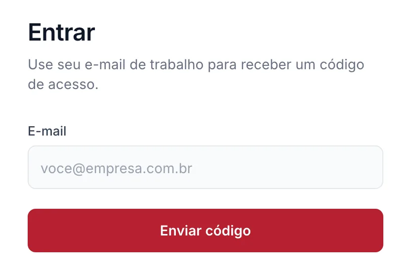 Tela de entrada do Channels pedindo o e-mail para enviar o código de acesso.